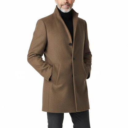 Manteau en laine épaisse à col montant pour homme de qualité supérieure