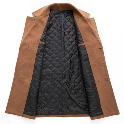 Caban classique croisé en laine mélangée pour homme