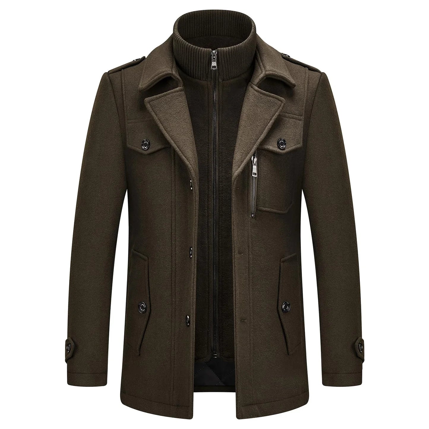 Manteau en laine double épaisseur pour homme, style décontracté et épais