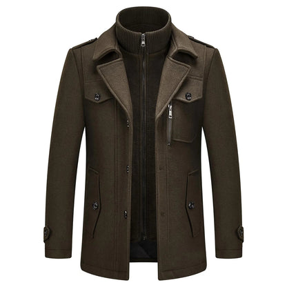 Manteau en laine double épaisseur pour homme, style décontracté et épais