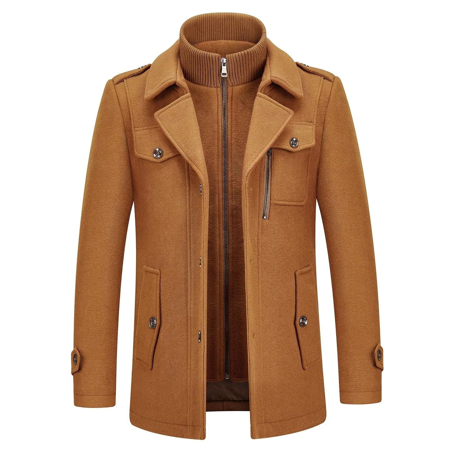 Manteau en laine double épaisseur pour homme, style décontracté et épais