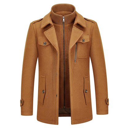 Manteau en laine double épaisseur pour homme, style décontracté et épais
