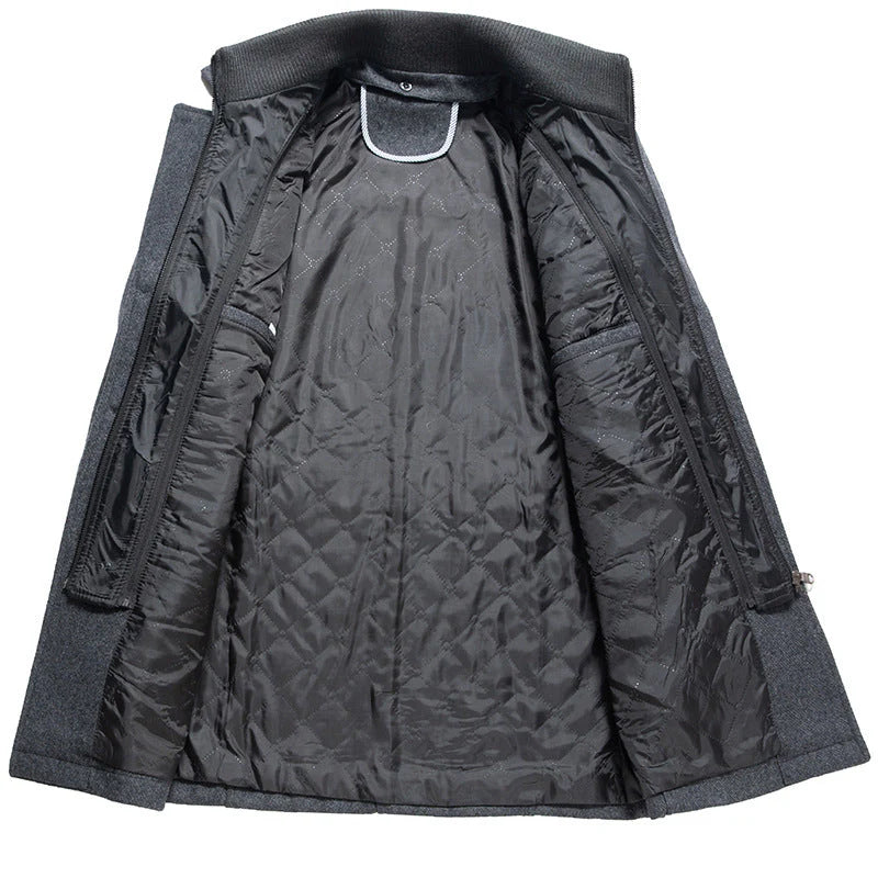 Manteau britannique en laine mélangée double épaisseur pour homme