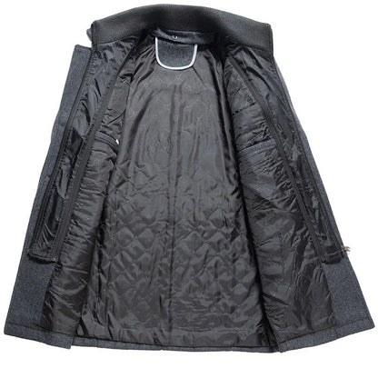 Manteau britannique en laine mélangée double épaisseur pour homme