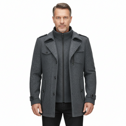 Manteau en laine double épaisseur pour homme, style décontracté et épais