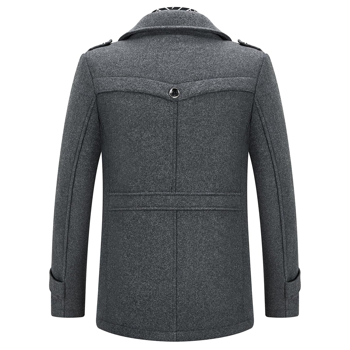 Manteau en laine épaisse mélangée pour homme avec écharpe amovible