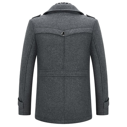 Manteau en laine épaisse mélangée pour homme avec écharpe amovible