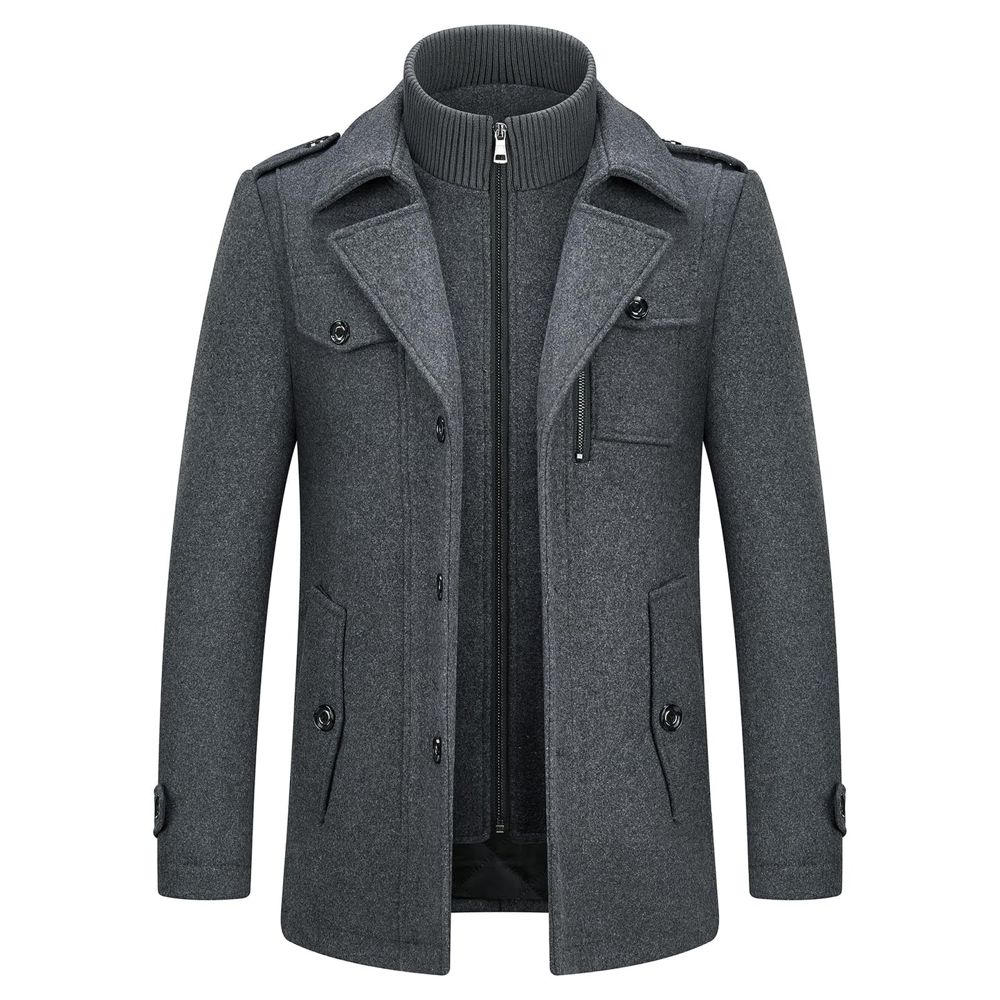 Manteau en laine double épaisseur pour homme, style décontracté et épais