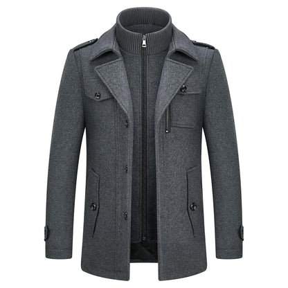 Manteau en laine double épaisseur pour homme, style décontracté et épais