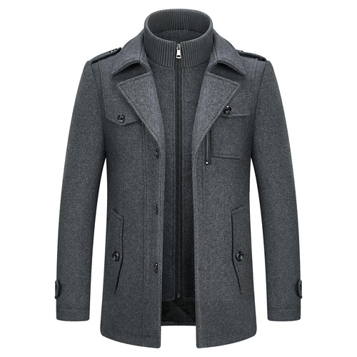 Manteau en laine double épaisseur pour homme, style décontracté et épais