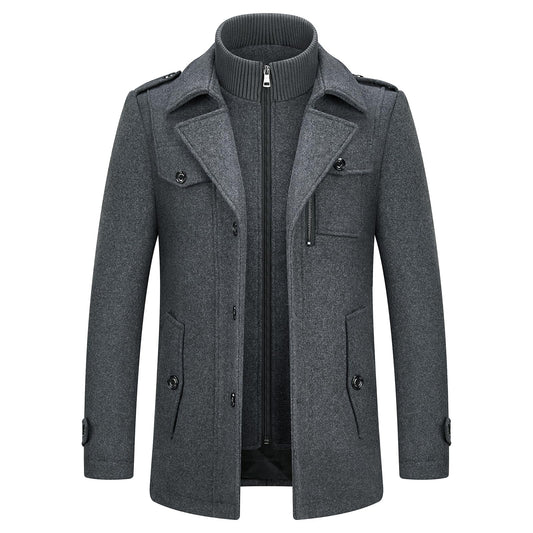 Manteau en laine double épaisseur pour homme, style décontracté et épais