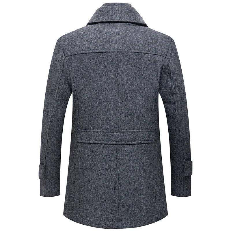Men's Winter Thick Double-Layer Collar Wool Blend Coat