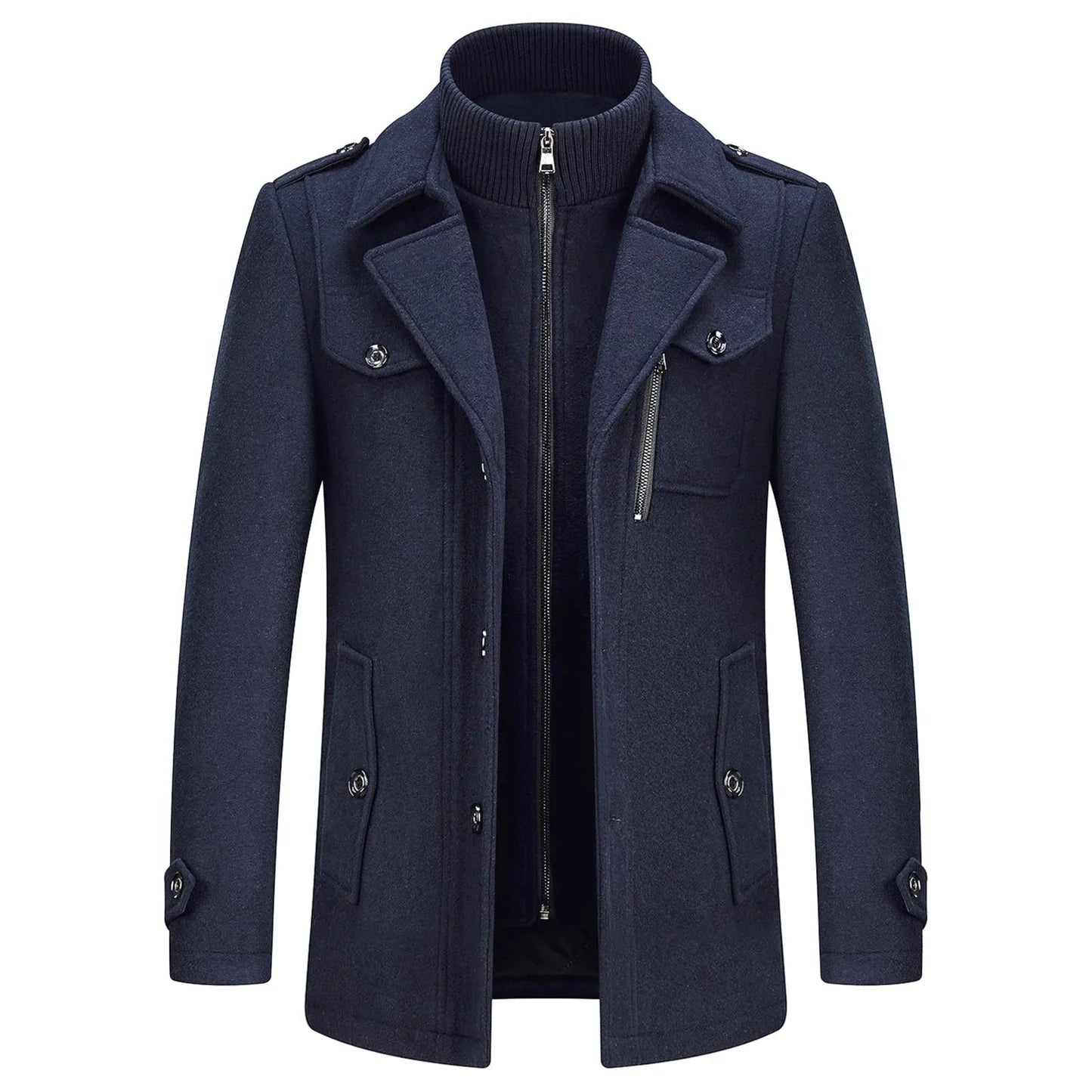 Manteau en laine double épaisseur pour homme, style décontracté et épais