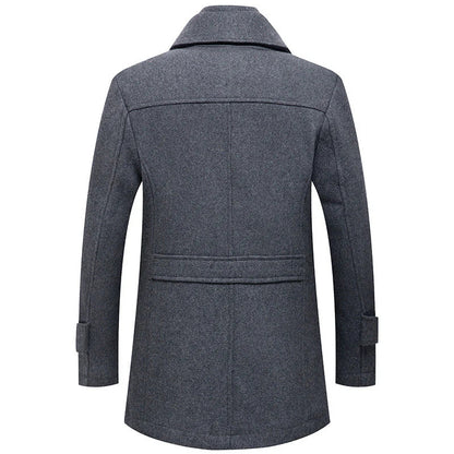 Manteau britannique en laine mélangée double épaisseur pour homme