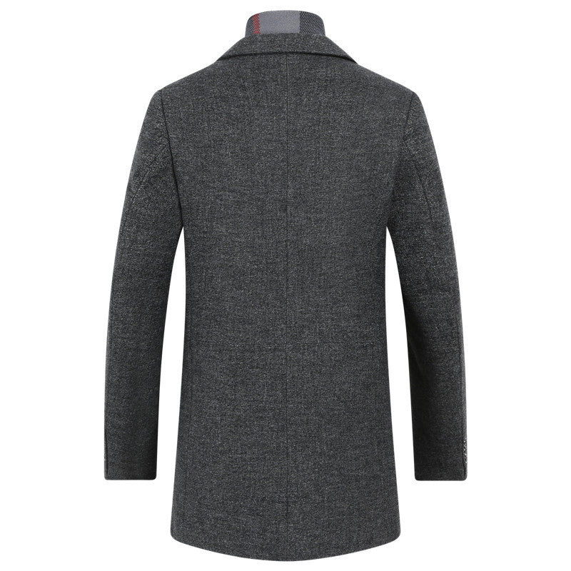 Men's Top Slim-Fit Wool Coat With Scarf