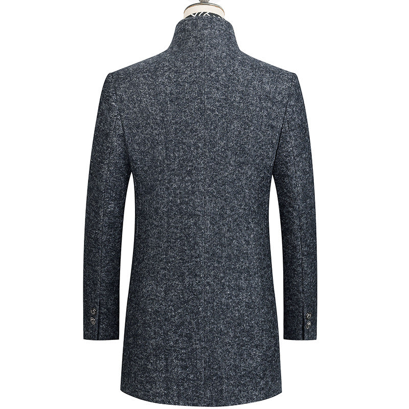 Men's Classic Detachable Scarf Wool Coat