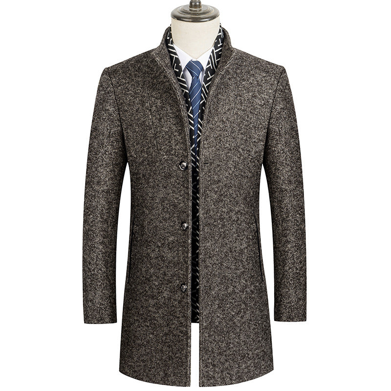 Men's Classic Detachable Scarf Wool Coat